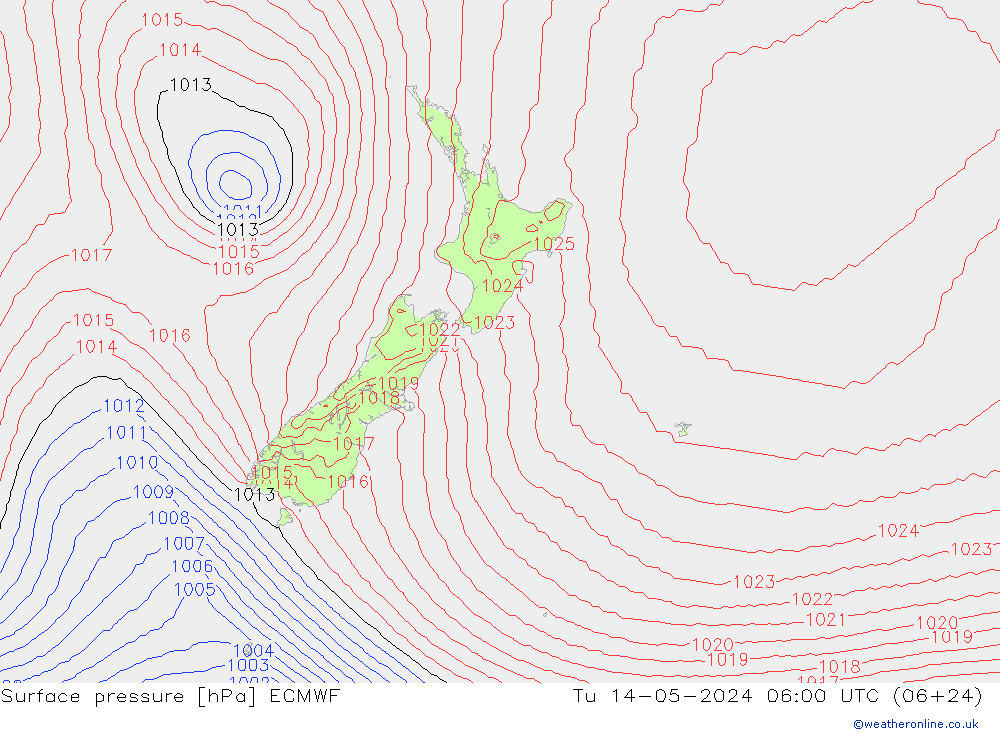 Pressione al suolo ECMWF mar 14.05.2024 06 UTC