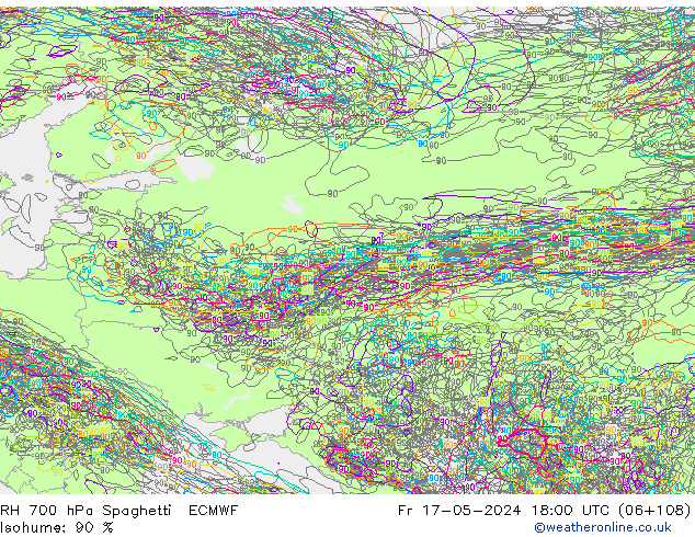 700 hPa Nispi Nem Spaghetti ECMWF Cu 17.05.2024 18 UTC