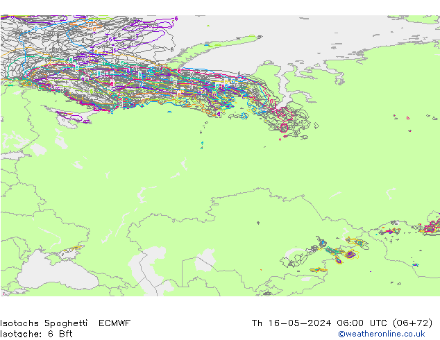 Isotachs Spaghetti ECMWF  16.05.2024 06 UTC