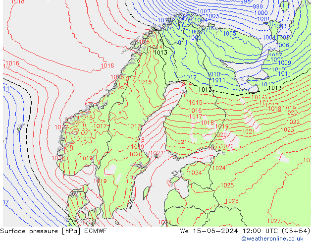 ciśnienie ECMWF śro. 15.05.2024 12 UTC