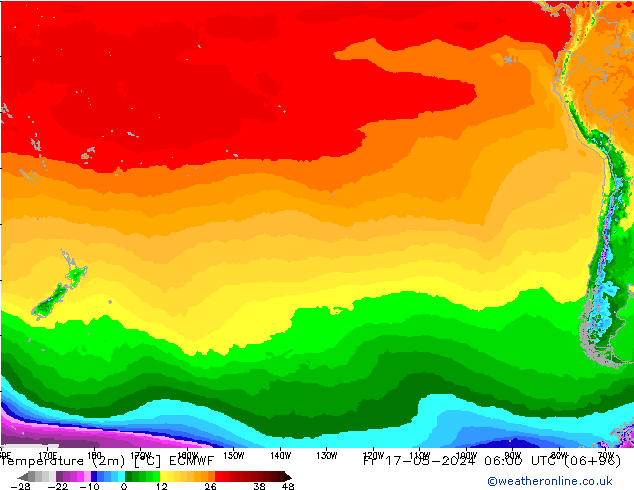 Temperatura (2m) ECMWF Sex 17.05.2024 06 UTC