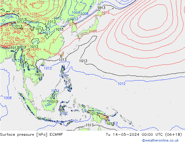 Atmosférický tlak ECMWF Út 14.05.2024 00 UTC