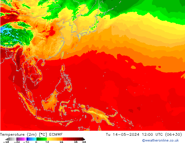 température (2m) ECMWF mar 14.05.2024 12 UTC