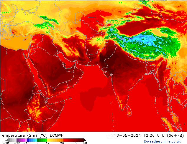 température (2m) ECMWF jeu 16.05.2024 12 UTC