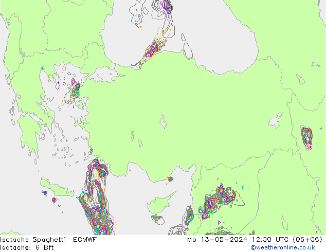 Eşrüzgar Hızları Spaghetti ECMWF Pzt 13.05.2024 12 UTC