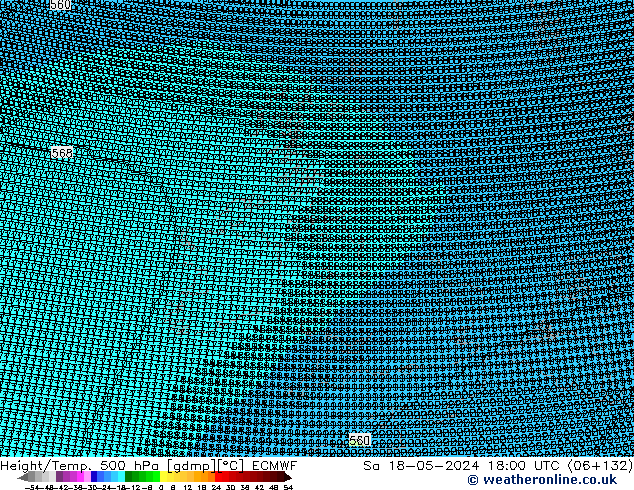 Yükseklik/Sıc. 500 hPa ECMWF Cts 18.05.2024 18 UTC