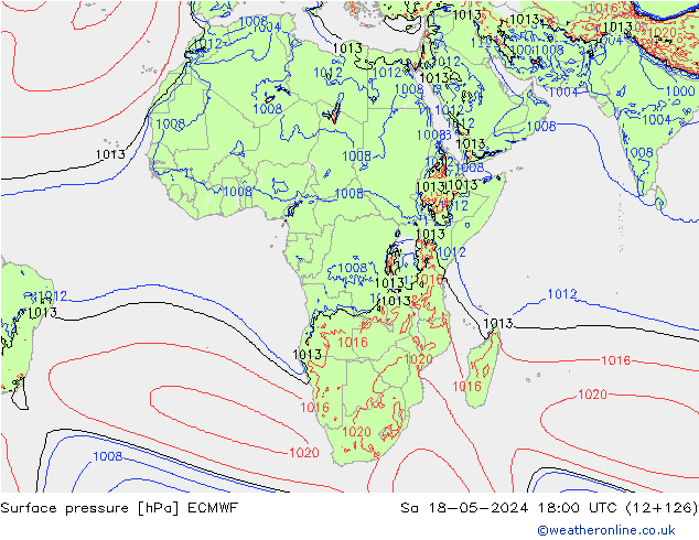 приземное давление ECMWF сб 18.05.2024 18 UTC