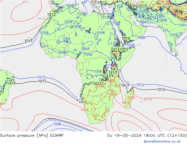 Yer basıncı ECMWF Paz 19.05.2024 18 UTC