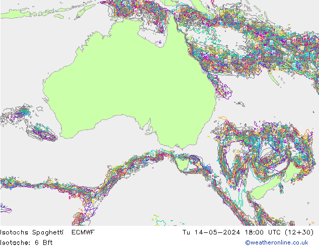 Isotaca Spaghetti ECMWF mar 14.05.2024 18 UTC