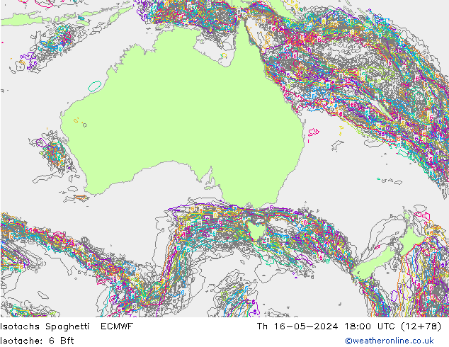 Isotachs Spaghetti ECMWF чт 16.05.2024 18 UTC