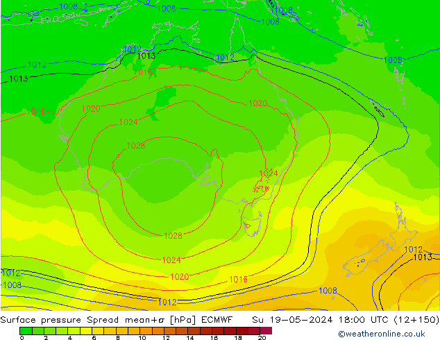 pression de l'air Spread ECMWF dim 19.05.2024 18 UTC