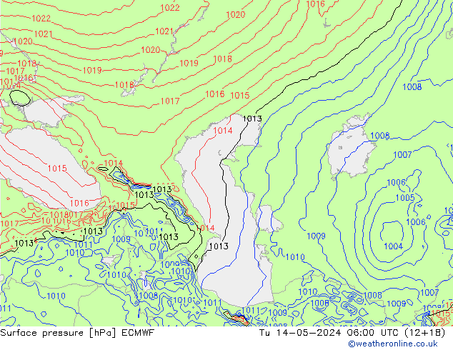 Bodendruck ECMWF Di 14.05.2024 06 UTC