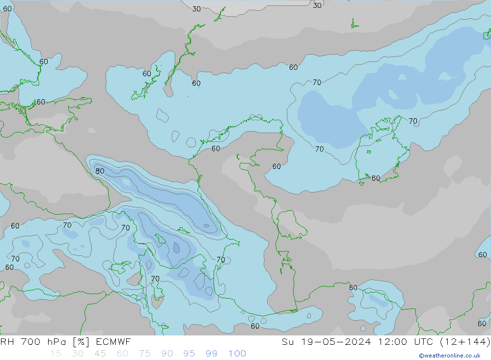 RH 700 hPa ECMWF Su 19.05.2024 12 UTC