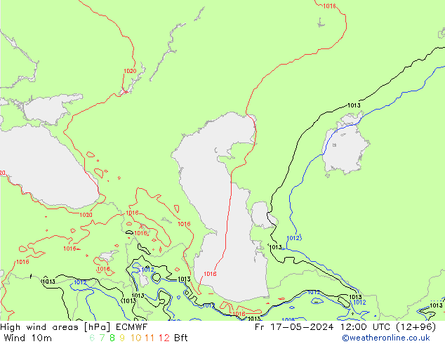 High wind areas ECMWF Fr 17.05.2024 12 UTC