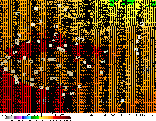 Height/Temp. 925 hPa ECMWF 星期一 13.05.2024 18 UTC