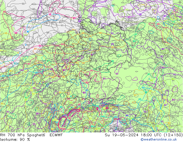 RV 700 hPa Spaghetti ECMWF zo 19.05.2024 18 UTC
