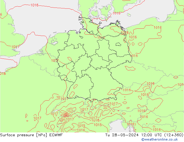 地面气压 ECMWF 星期二 28.05.2024 12 UTC