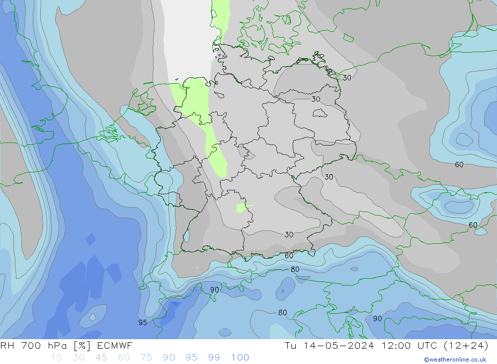 RV 700 hPa ECMWF di 14.05.2024 12 UTC
