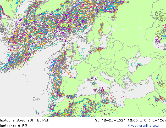 Isotachen Spaghetti ECMWF Sa 18.05.2024 18 UTC