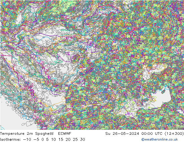 карта температуры Spaghetti ECMWF Вс 26.05.2024 00 UTC