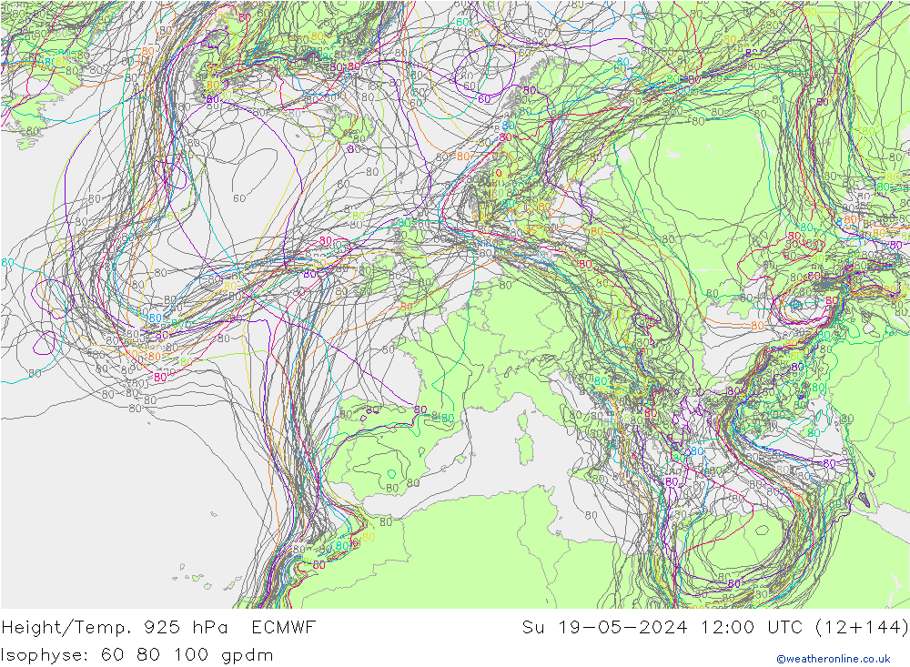 Height/Temp. 925 hPa ECMWF  19.05.2024 12 UTC