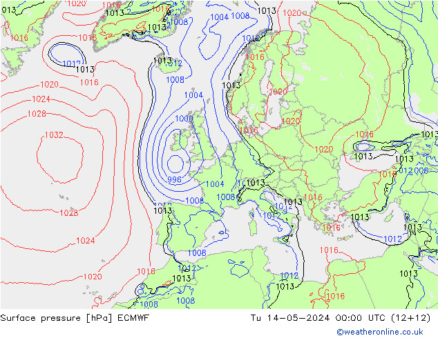 Bodendruck ECMWF Di 14.05.2024 00 UTC