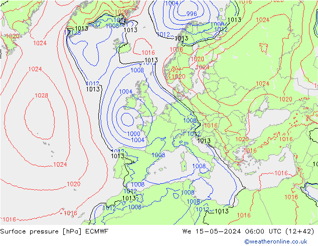приземное давление ECMWF ср 15.05.2024 06 UTC