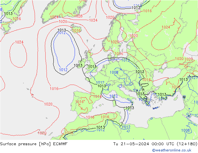 приземное давление ECMWF вт 21.05.2024 00 UTC