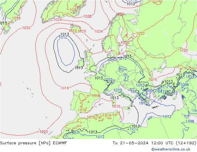 Presión superficial ECMWF mar 21.05.2024 12 UTC