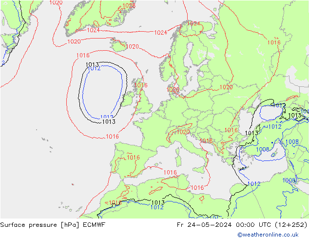 Bodendruck ECMWF Fr 24.05.2024 00 UTC