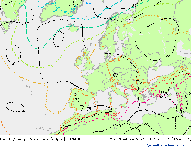 Height/Temp. 925 hPa ECMWF  20.05.2024 18 UTC
