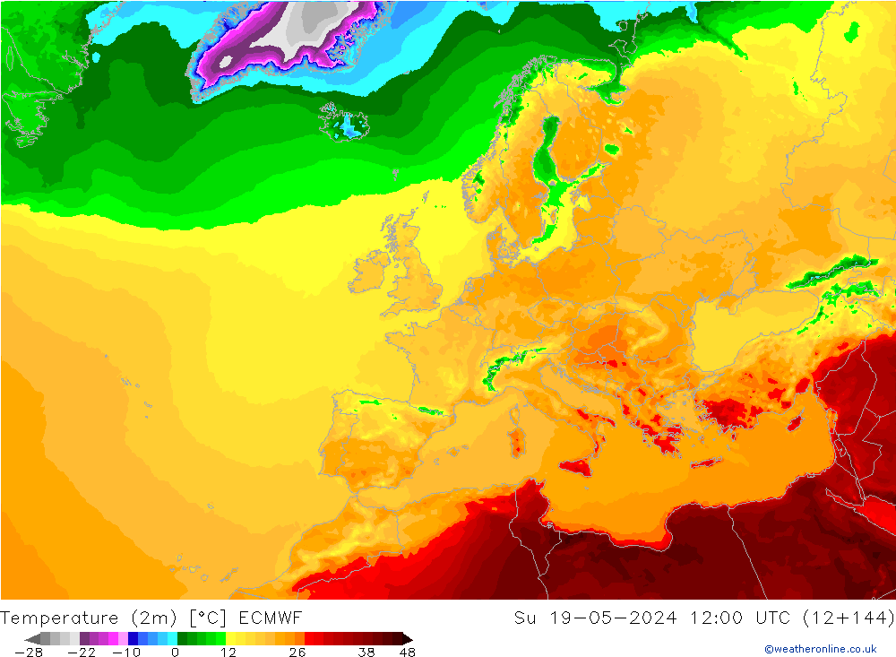 température (2m) ECMWF dim 19.05.2024 12 UTC