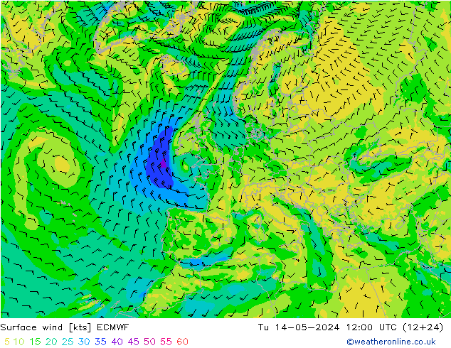 风 10 米 ECMWF 星期二 14.05.2024 12 UTC