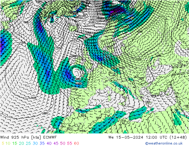 Wind 925 hPa ECMWF We 15.05.2024 12 UTC