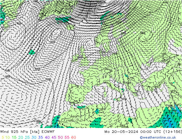 Wind 925 hPa ECMWF ma 20.05.2024 00 UTC