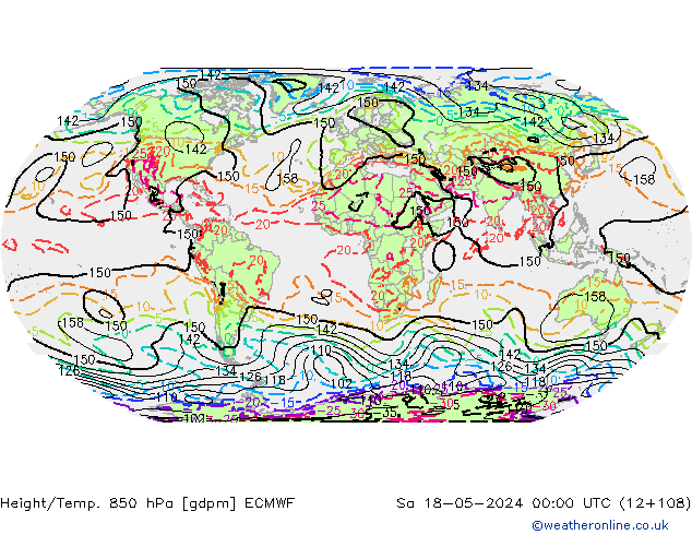 Yükseklik/Sıc. 850 hPa ECMWF Cts 18.05.2024 00 UTC