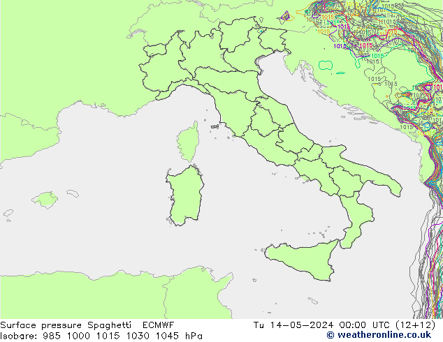Presión superficial Spaghetti ECMWF mar 14.05.2024 00 UTC