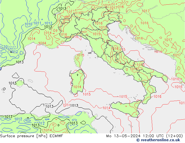 приземное давление ECMWF пн 13.05.2024 12 UTC