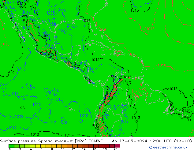 приземное давление Spread ECMWF пн 13.05.2024 12 UTC