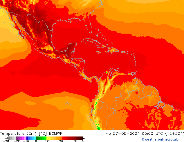 Temperature (2m) ECMWF Po 27.05.2024 00 UTC