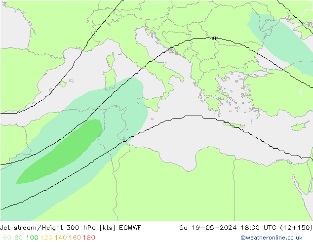 Straalstroom ECMWF zo 19.05.2024 18 UTC