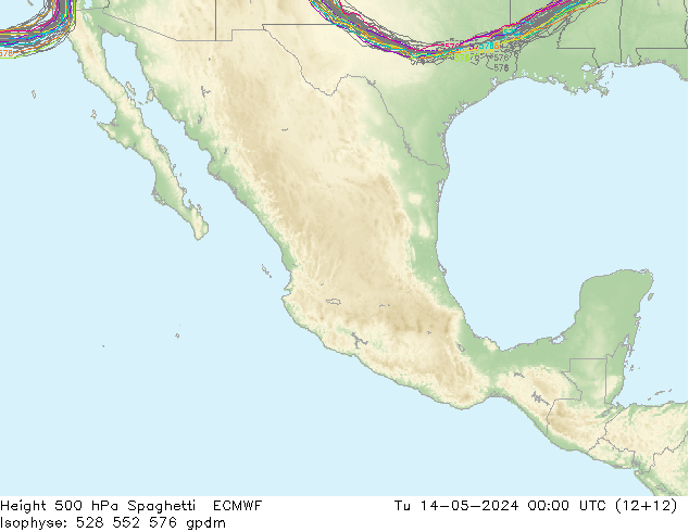 Geop. 500 hPa Spaghetti ECMWF mar 14.05.2024 00 UTC