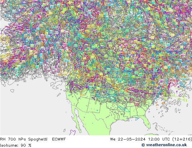 RV 700 hPa Spaghetti ECMWF wo 22.05.2024 12 UTC