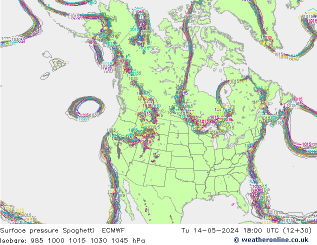 Surface pressure Spaghetti ECMWF Tu 14.05.2024 18 UTC