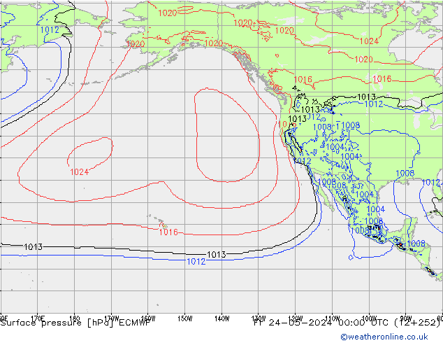 Pressione al suolo ECMWF ven 24.05.2024 00 UTC