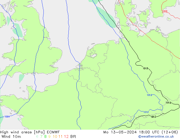 Windvelden ECMWF ma 13.05.2024 18 UTC