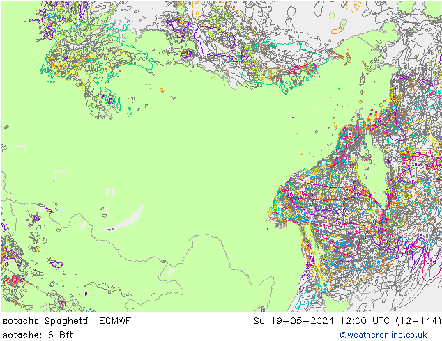 Isotaca Spaghetti ECMWF dom 19.05.2024 12 UTC
