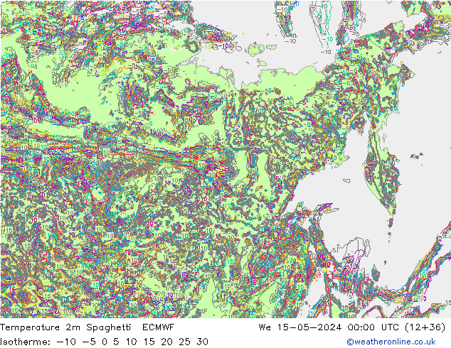 Sıcaklık Haritası 2m Spaghetti ECMWF Çar 15.05.2024 00 UTC