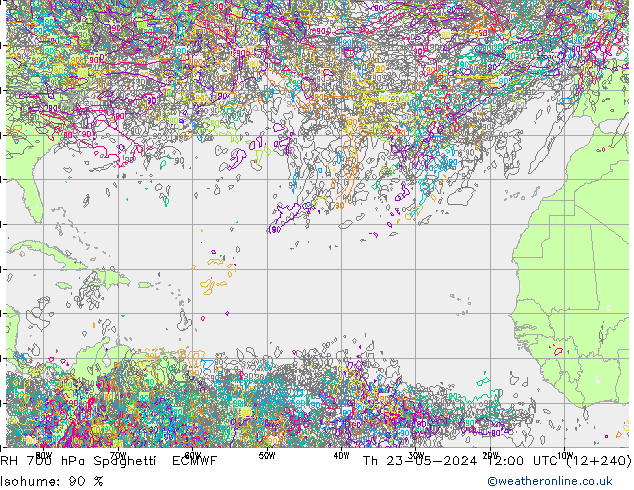 RV 700 hPa Spaghetti ECMWF do 23.05.2024 12 UTC