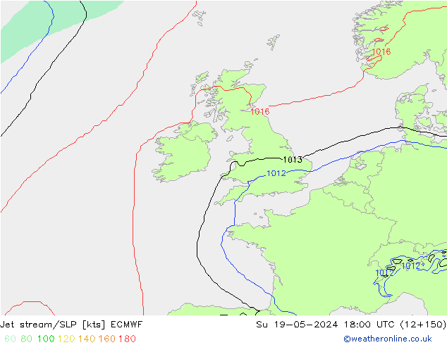 Jet stream/SLP ECMWF Su 19.05.2024 18 UTC